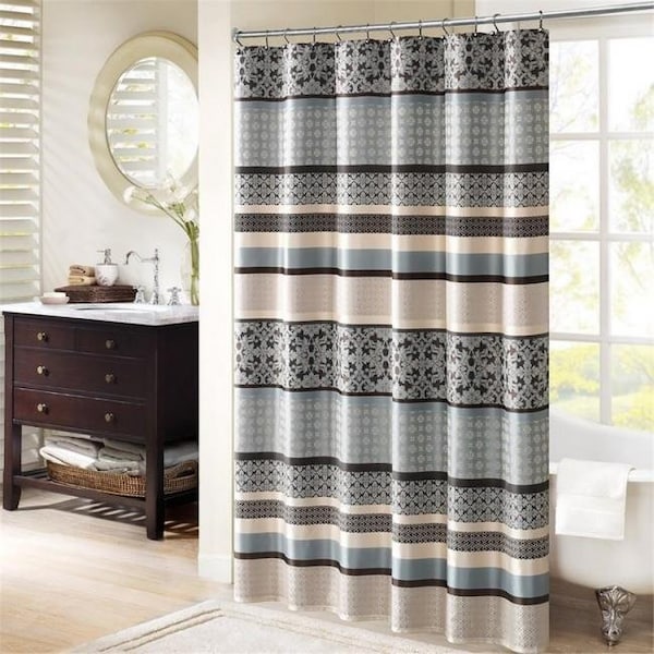 Madison Park Madison Park MP70-3039 Princeton Jacquard Shower Curtain; Blue - 72 x 72 in. MP70-3039 - main